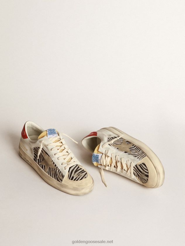 Stardan LAB in zebra-print pony skin with ice-gray star FN20N673 Men Golden Goose