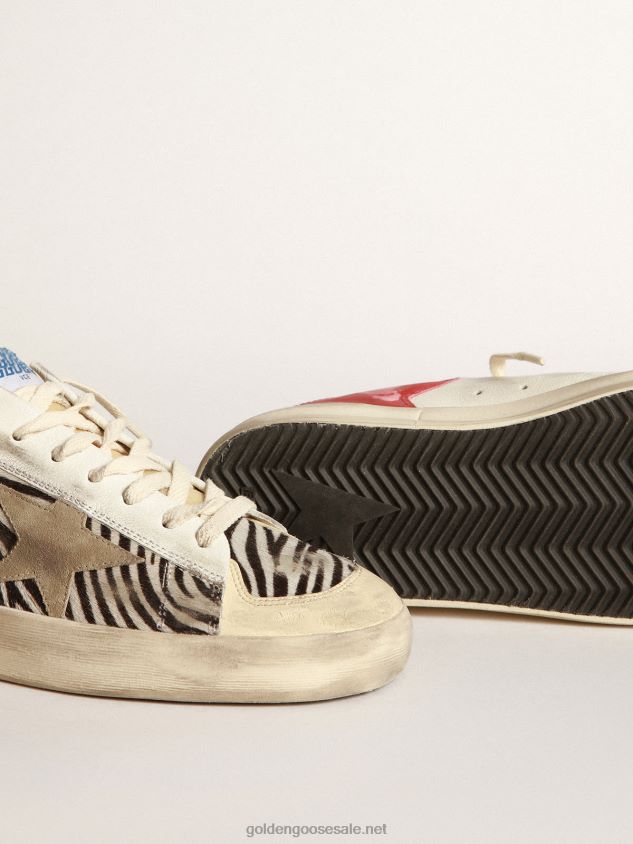Stardan LAB in zebra-print pony skin with ice-gray star FN20N673 Men Golden Goose