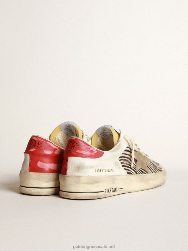 Stardan LAB in zebra-print pony skin with ice-gray star FN20N673 Men Golden Goose