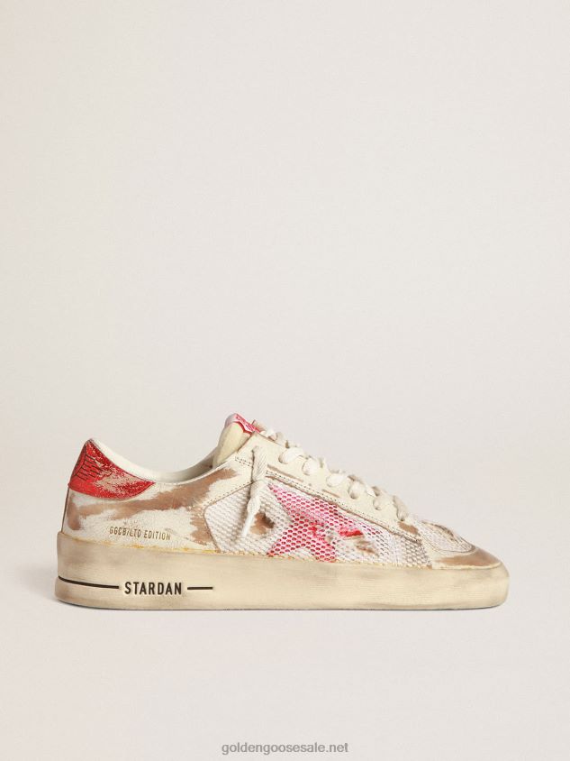 Stardan LAB sneakers in white leather and mesh with red laminated leather star FN20N530 Men Golden Goose