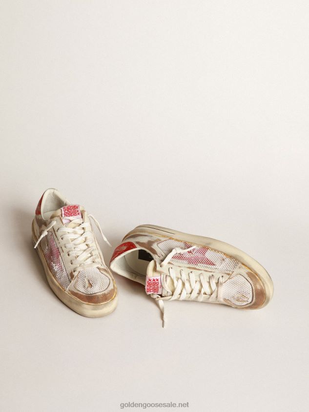Stardan LAB sneakers in white leather and mesh with red laminated leather star FN20N530 Men Golden Goose