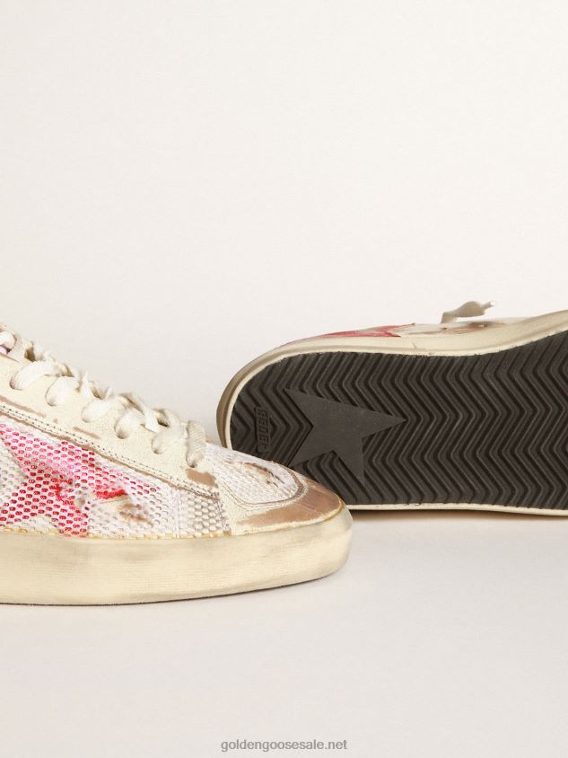 Stardan LAB sneakers in white leather and mesh with red laminated leather star FN20N530 Men Golden Goose