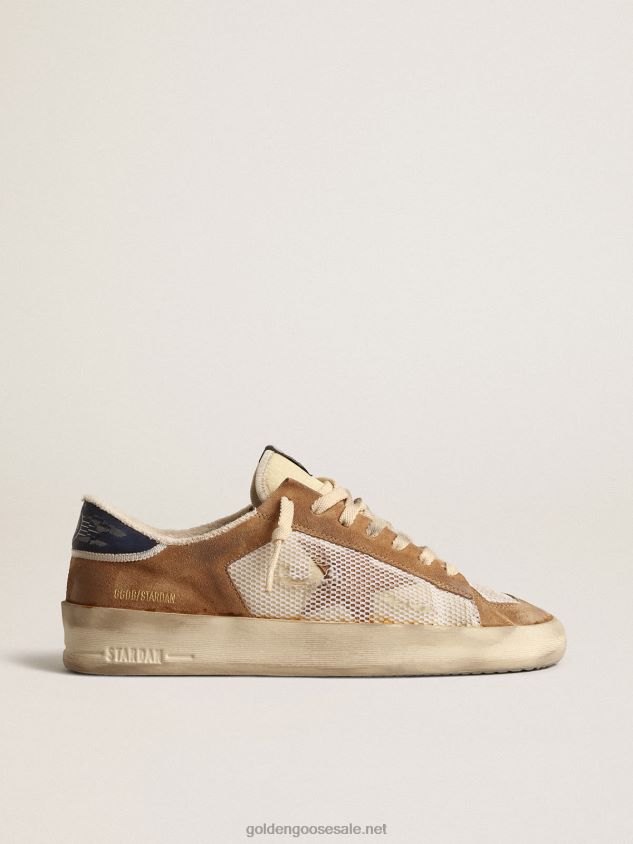 Stardan in beige nylon and mesh with tobacco suede inserts FN20N604 Men Golden Goose