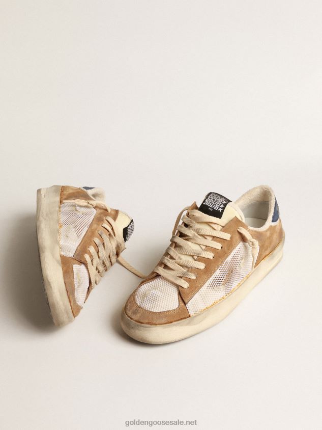 Stardan in beige nylon and mesh with tobacco suede inserts FN20N604 Men Golden Goose