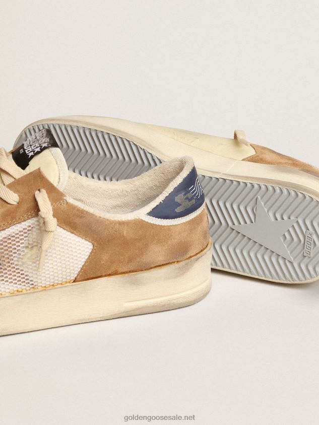 Stardan in beige nylon and mesh with tobacco suede inserts FN20N604 Men Golden Goose
