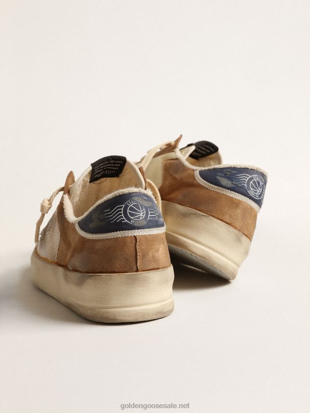 Stardan in beige nylon and mesh with tobacco suede inserts FN20N604 Men Golden Goose