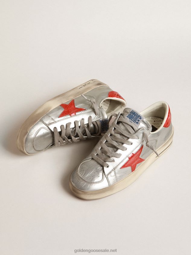 Stardan in metallic leather with red glitter inserts FN20N639 Men Golden Goose
