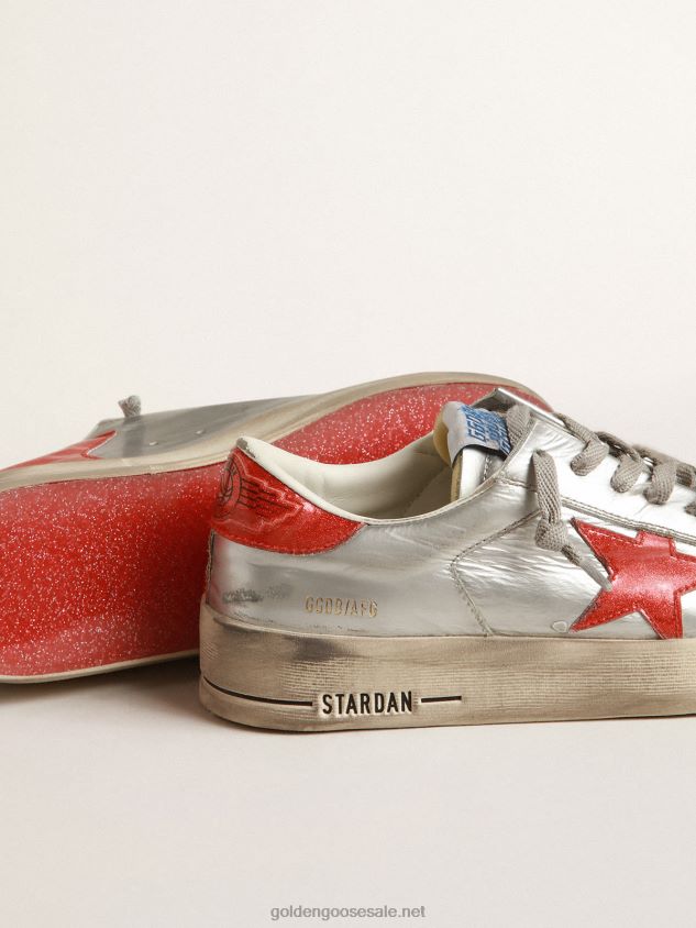 Stardan in metallic leather with red glitter inserts FN20N639 Men Golden Goose