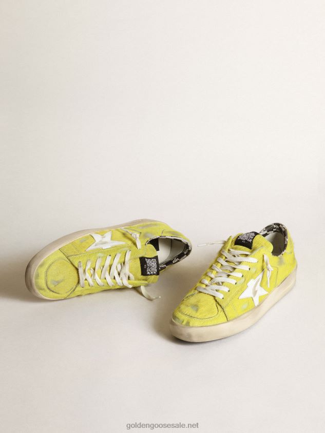 Stardan sneakers in fluorescent yellow pony skin with white leather star FN20N532 Men Golden Goose