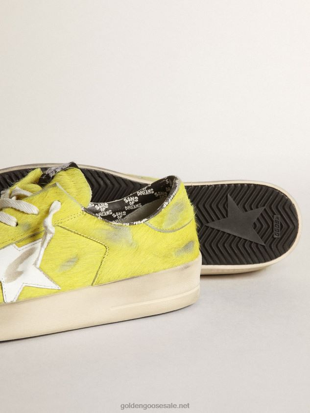 Stardan sneakers in fluorescent yellow pony skin with white leather star FN20N532 Men Golden Goose