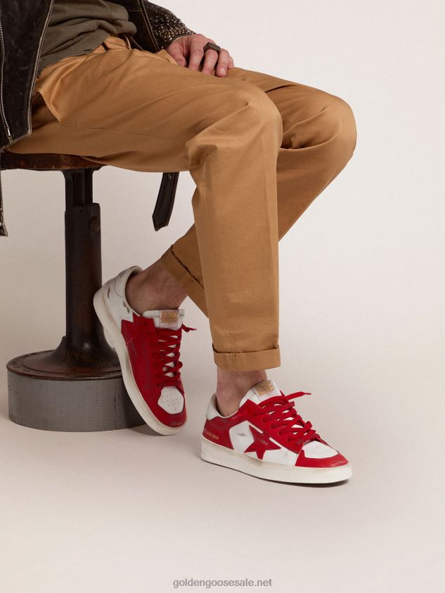 Stardan sneakers in red and white leather FN20N586 Men Golden Goose