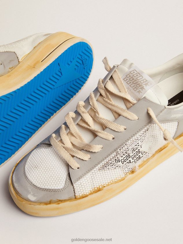 Stardan sneakers with white leather star with GGDB print and white crackle-leather heel tab FN20N573 Men Golden Goose