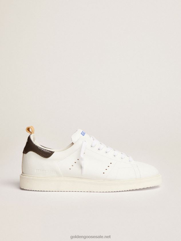 Starter sneakers in white naplak with gray patent leather heel tab FN20N518 Men Golden Goose