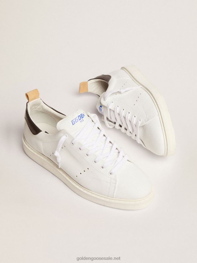 Starter sneakers in white naplak with gray patent leather heel tab FN20N518 Men Golden Goose