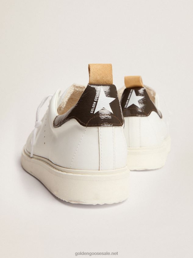 Starter sneakers in white naplak with gray patent leather heel tab FN20N518 Men Golden Goose