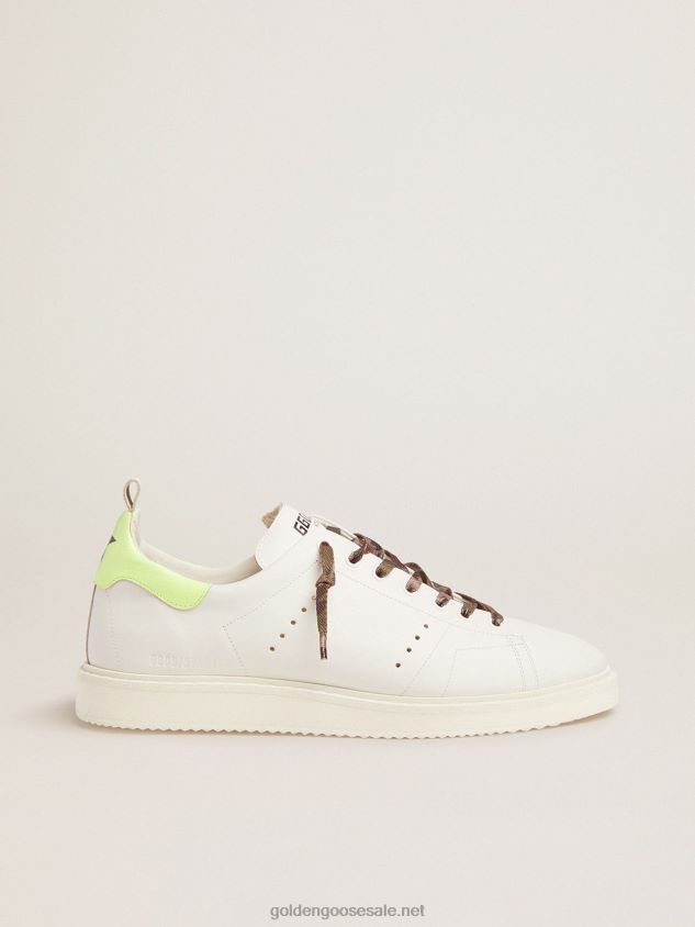 White Starter LTD sneakers with fluorescent yellow heel tab FN20N599 Men Golden Goose