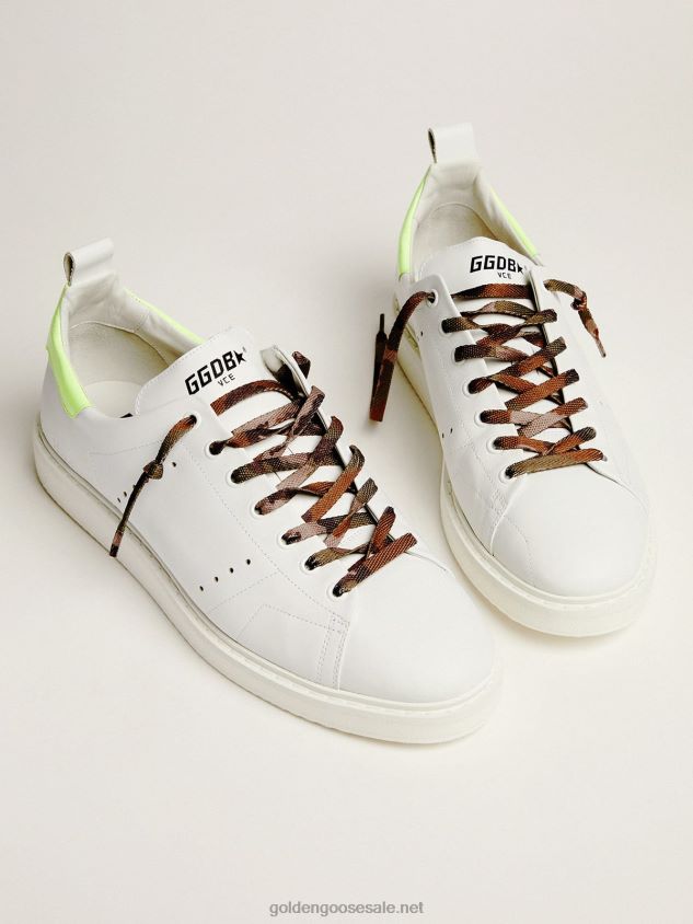 White Starter LTD sneakers with fluorescent yellow heel tab FN20N599 Men Golden Goose