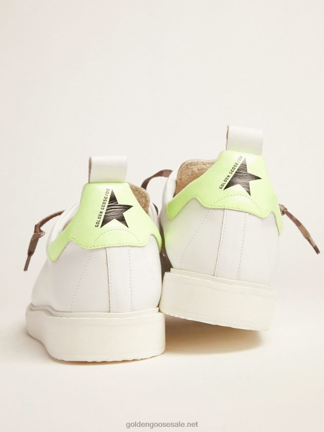 White Starter LTD sneakers with fluorescent yellow heel tab FN20N599 Men Golden Goose