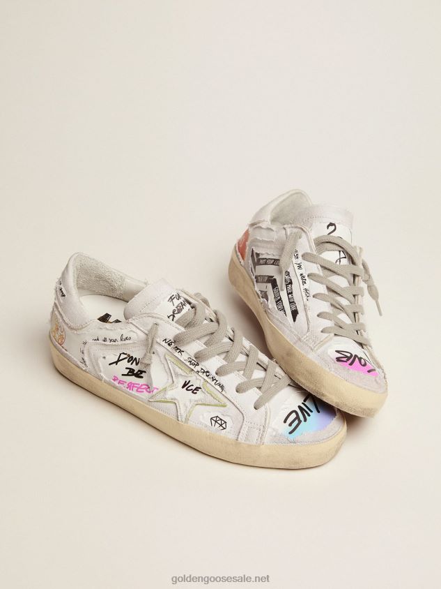 Super-Star Dream Maker sneakers in white color with reverse construction and hidden multicolor details FN20N552 Men Golden Goose