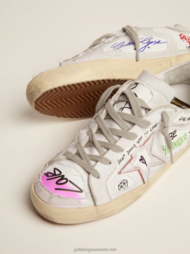 Super-Star Dream Maker sneakers in white color with reverse construction and hidden multicolor details FN20N552 Men Golden Goose