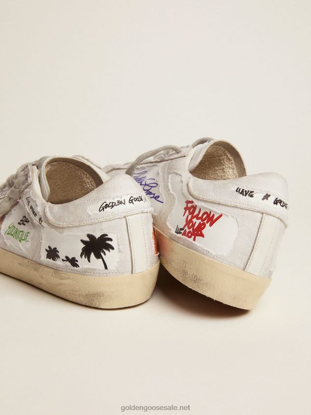 Super-Star Dream Maker sneakers in white color with reverse construction and hidden multicolor details FN20N552 Men Golden Goose
