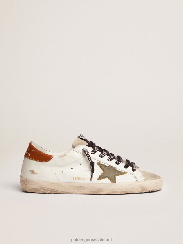 Super-Star LTD sneakers with olive-green canvas star and tan leather heel tab FN20N507 Men Golden Goose