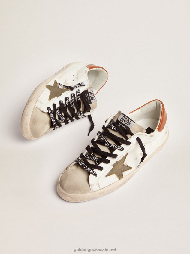 Super-Star LTD sneakers with olive-green canvas star and tan leather heel tab FN20N507 Men Golden Goose