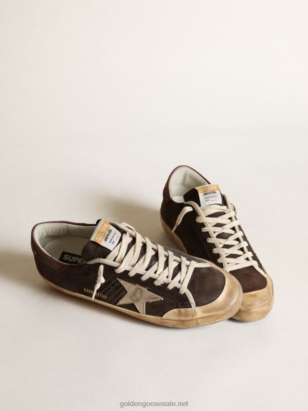 Super-Star Penstar in brown suede with a platinum star FN20N622 Men Golden Goose