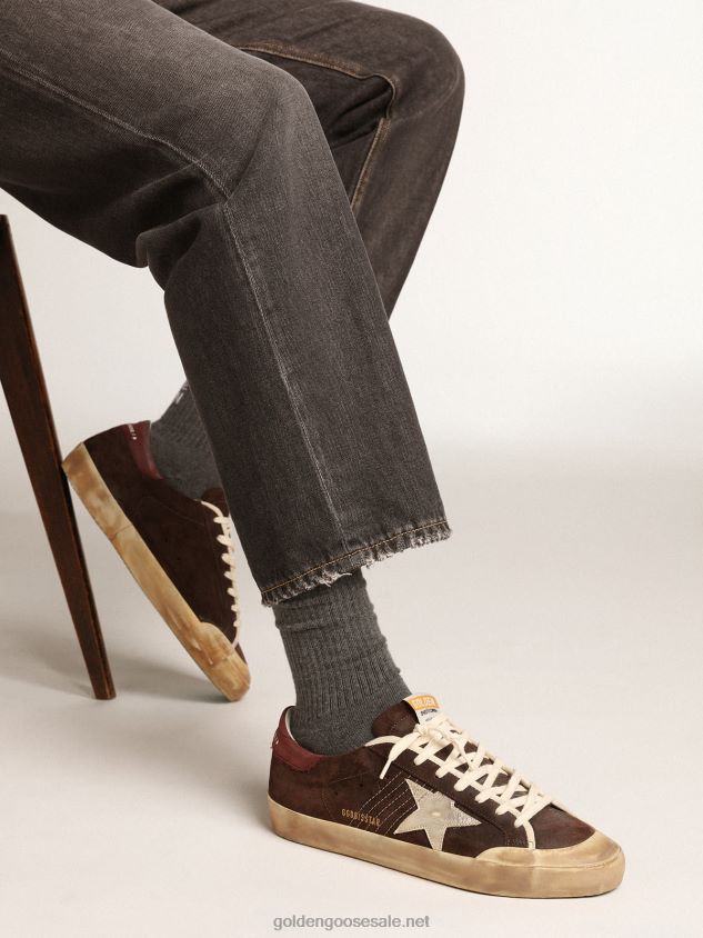Super-Star Penstar in brown suede with a platinum star FN20N622 Men Golden Goose