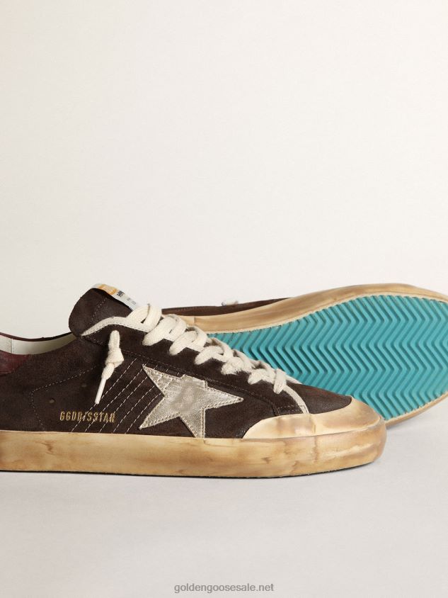 Super-Star Penstar in brown suede with a platinum star FN20N622 Men Golden Goose