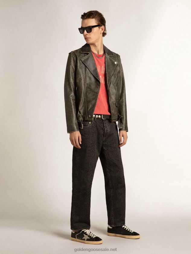 Super-Star in black leather and suede with silver studs FN20N628 Men Golden Goose