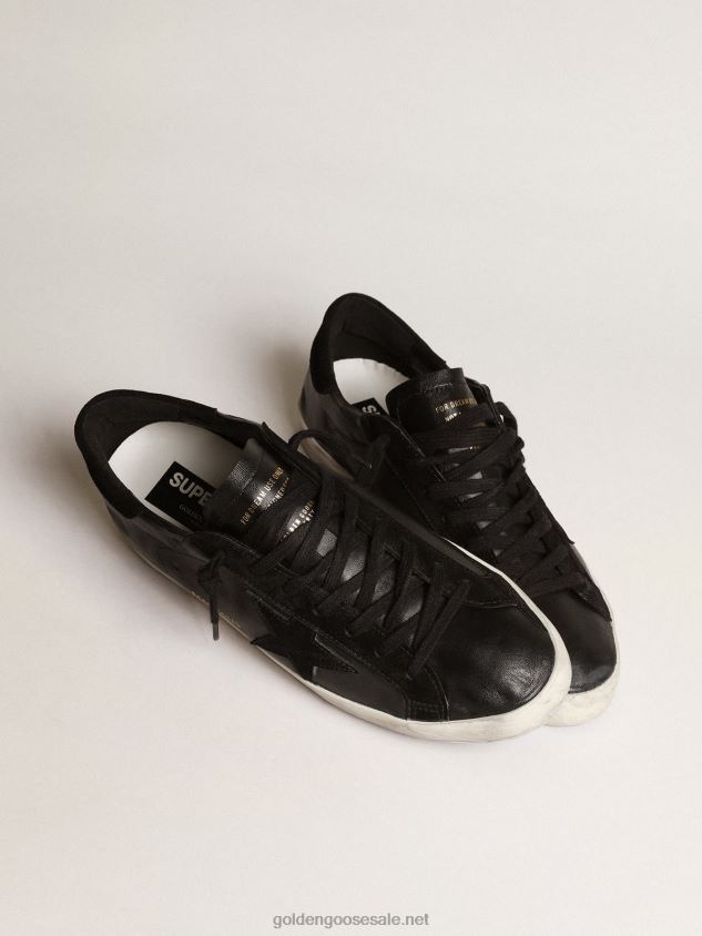 Super-Star in black nappa with black suede star and heel tab FN20N658 Men Golden Goose