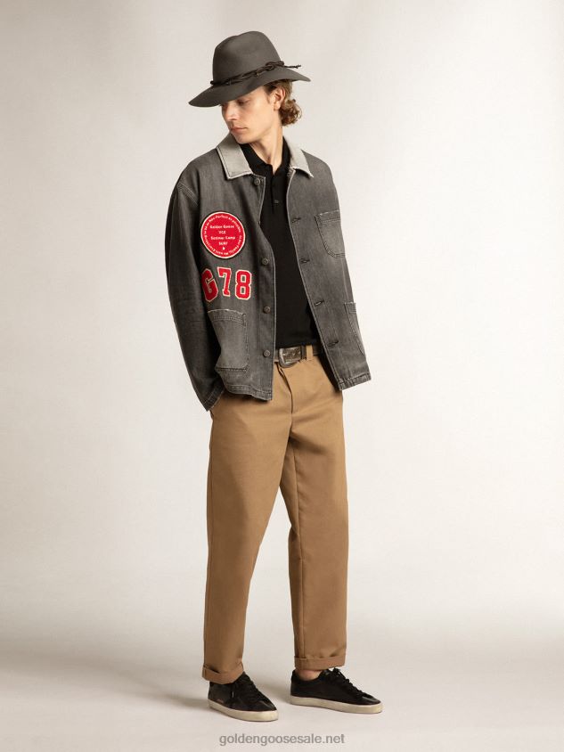 Super-Star in black nappa with black suede star and heel tab FN20N658 Men Golden Goose