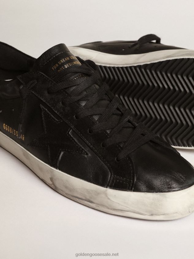 Super-Star in black nappa with black suede star and heel tab FN20N658 Men Golden Goose