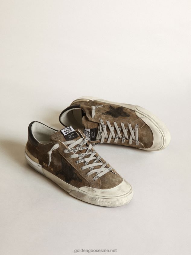 Super-Star in military-green suede with screen-printed star FN20N685 Men Golden Goose