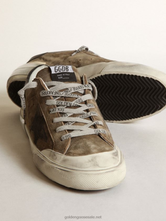 Super-Star in military-green suede with screen-printed star FN20N685 Men Golden Goose