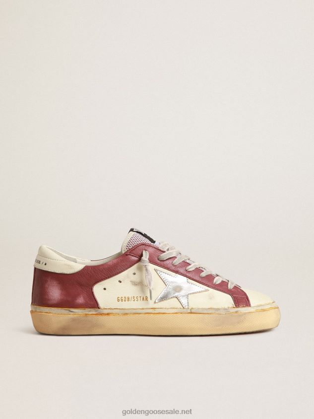 Super-Star in nappa leather with burgundy inserts and silver star FN20N633 Men Golden Goose
