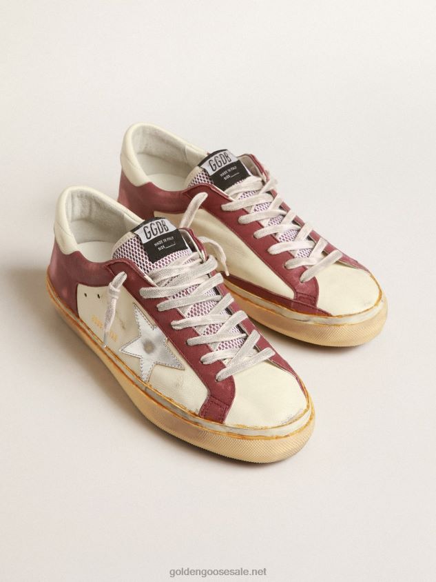 Super-Star in nappa leather with burgundy inserts and silver star FN20N633 Men Golden Goose