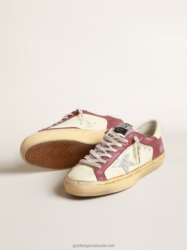 Super-Star in nappa leather with burgundy inserts and silver star FN20N633 Men Golden Goose