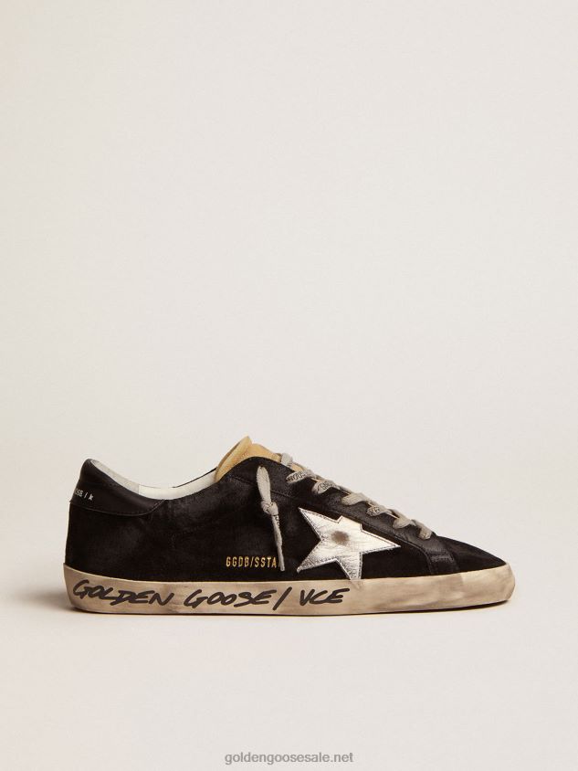 Super-Star sneakers in black suede with silver laminated leather star FN20N574 Men Golden Goose