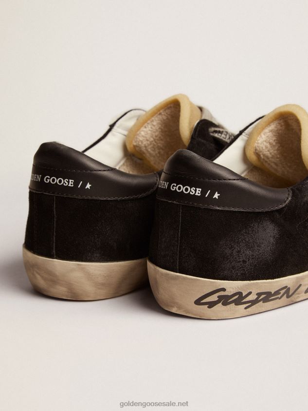 Super-Star sneakers in black suede with silver laminated leather star FN20N574 Men Golden Goose