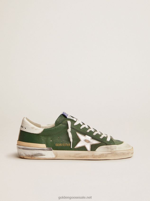 Super-Star sneakers in green leather and multi-foxing FN20N580 Men Golden Goose
