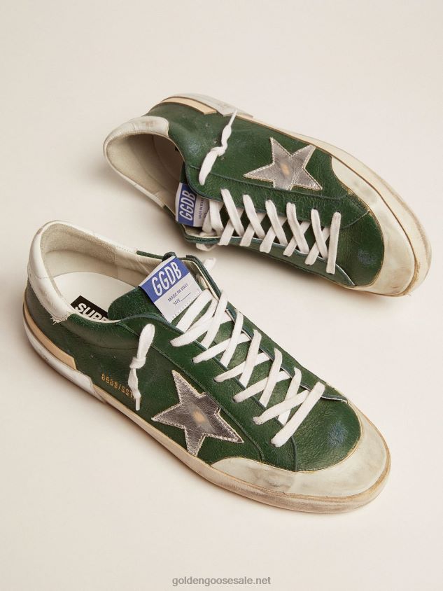 Super-Star sneakers in green leather and multi-foxing FN20N580 Men Golden Goose