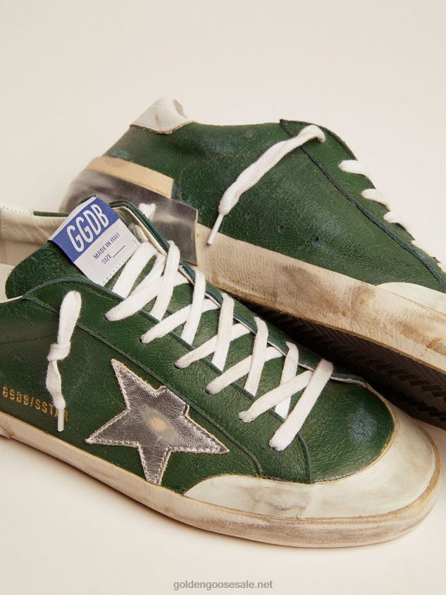 Super-Star sneakers in green leather and multi-foxing FN20N580 Men Golden Goose
