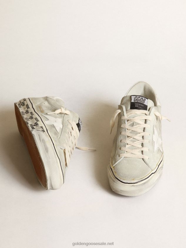 Super-Star sneakers in ice-gray suede with white leather star and heel tab FN20N533 Men Golden Goose