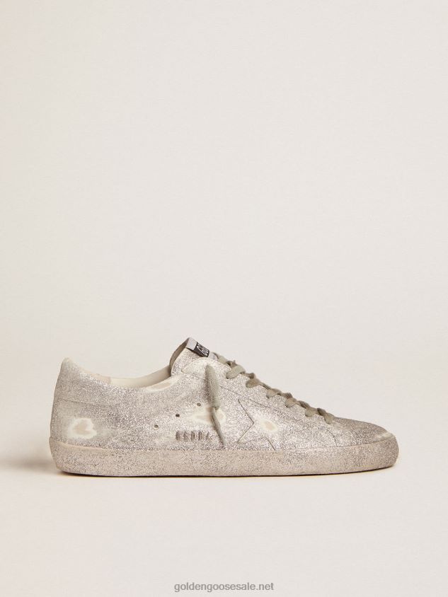 Super-Star sneakers in silver leather with all-over glitter dust FN20N571 Men Golden Goose