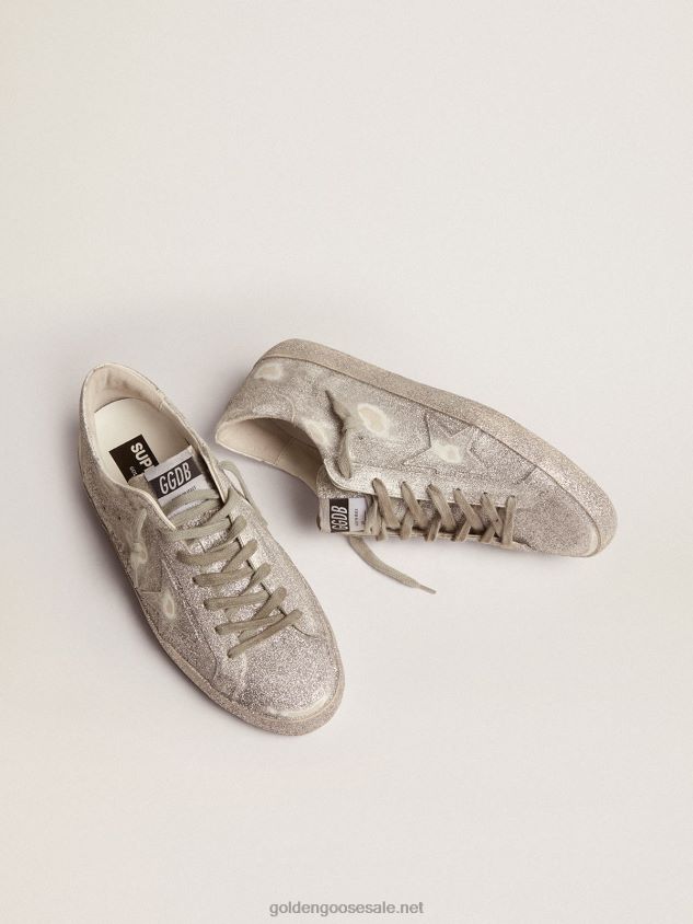 Super-Star sneakers in silver leather with all-over glitter dust FN20N571 Men Golden Goose