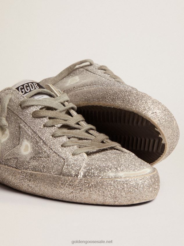 Super-Star sneakers in silver leather with all-over glitter dust FN20N571 Men Golden Goose