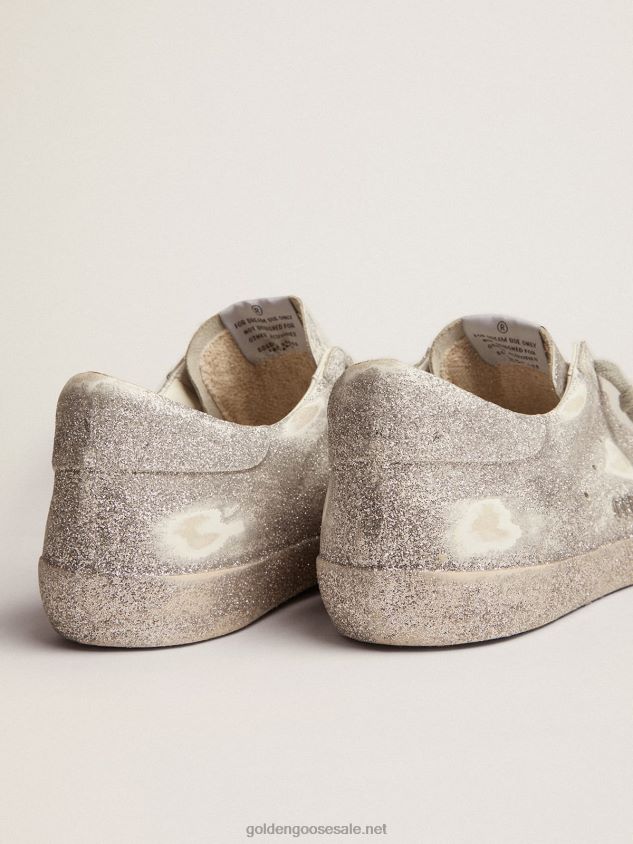Super-Star sneakers in silver leather with all-over glitter dust FN20N571 Men Golden Goose