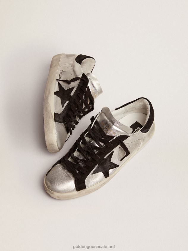 Super-Star sneakers in silver leather with contrasting inserts FN20N624 Men Golden Goose